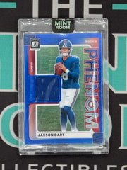 2025 Donruss Optic Jaxson Dart Rookie Patch Blue Parallel