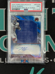 2024 Resurgence Malik Nabers Rookie Patch Autograph Blue /99 PSA 9