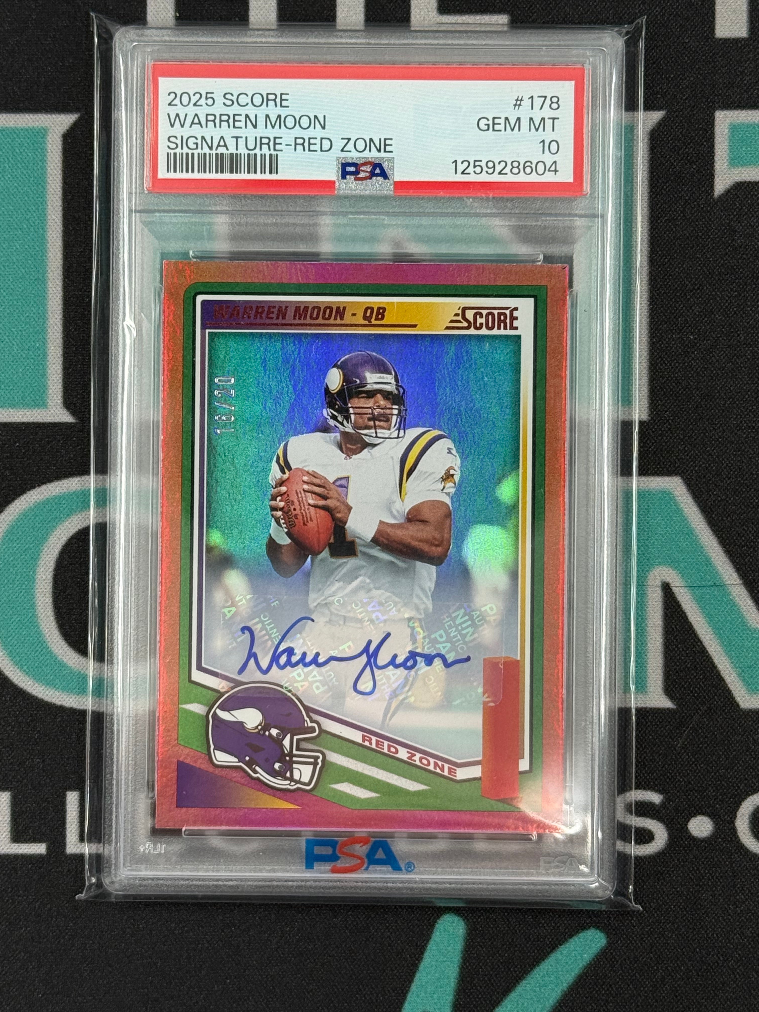 2025 Score Warren Moon Red Zone Autograph /20 Gem Mint PSA 10