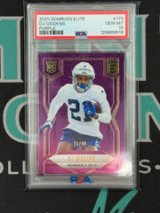 2025 Elite DJ Giddens Purple Rookie Card /49 PSA 10
