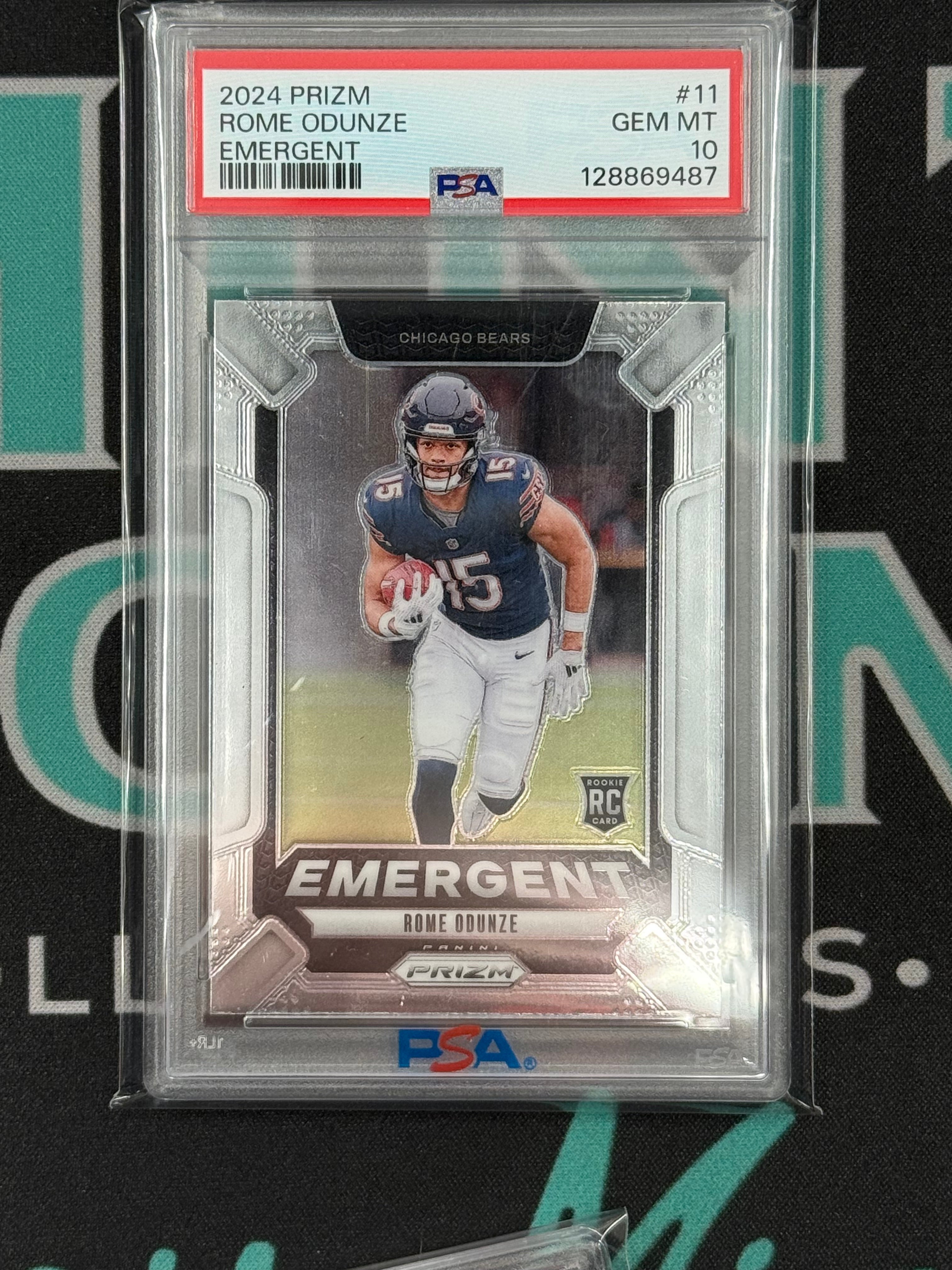 2024 Prizm Rome Odunze Silver Emergent Rookie Card PSA 10