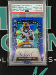 2024 Prizm Draft Picks Brian Thomas Jr. Signing Day Blue Autograph Prizm Rookie Card PSA 10/10