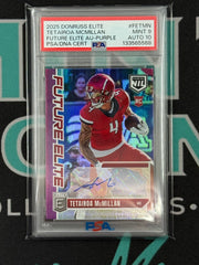 2025 Elite Tetairoa McMillan Future Elite Autograph Purple Rookie Card /99 PSA 9/10