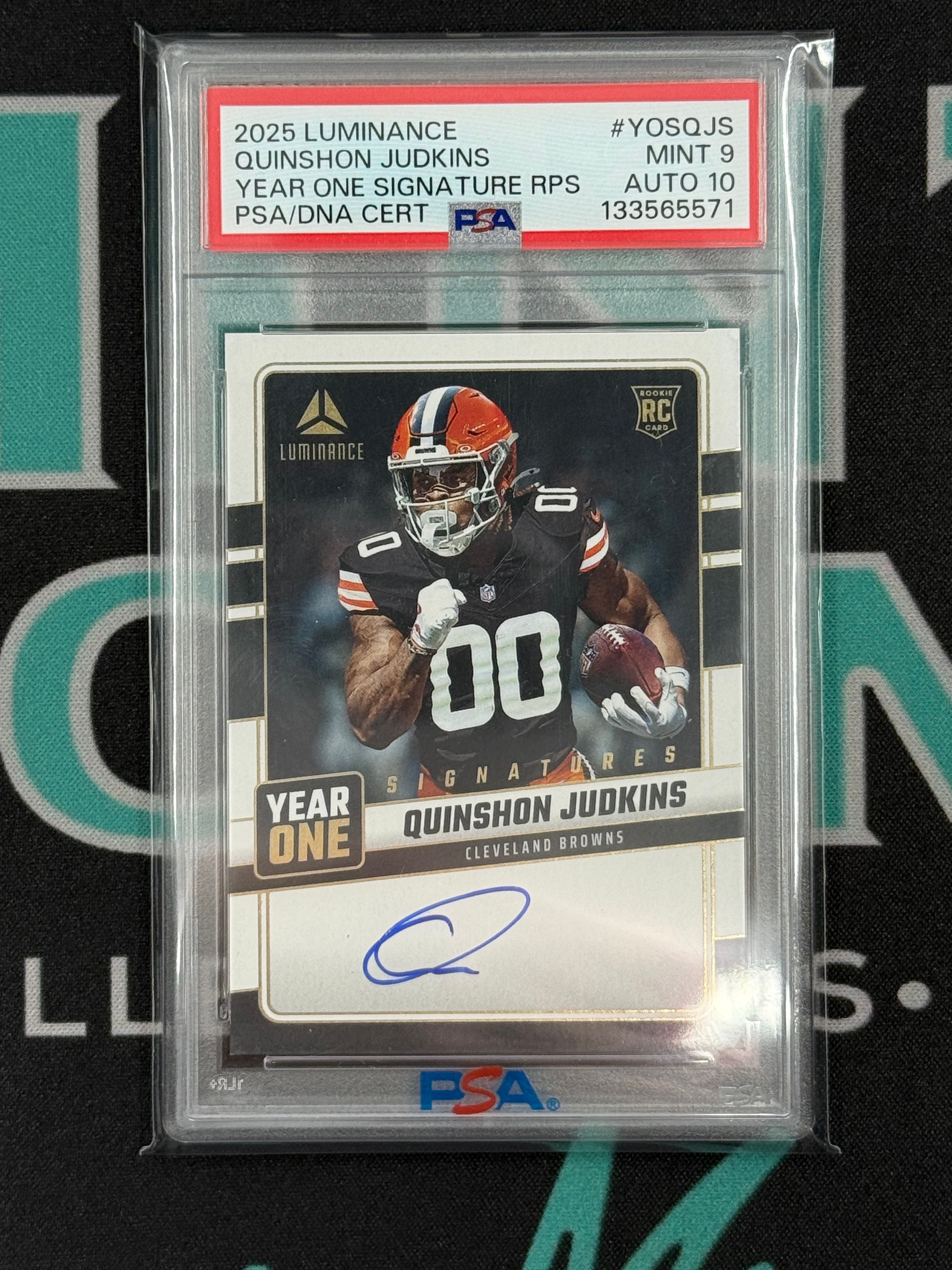 2025 Luminance Quinshon Judkins Year one Signature Rookie Premiere Card PSA 9/10