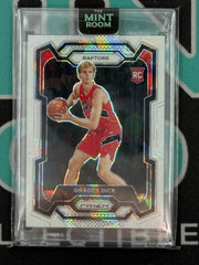 2023-24 Prizm Gradey Dick Rookie Card White Cracked Ice Prizm /35