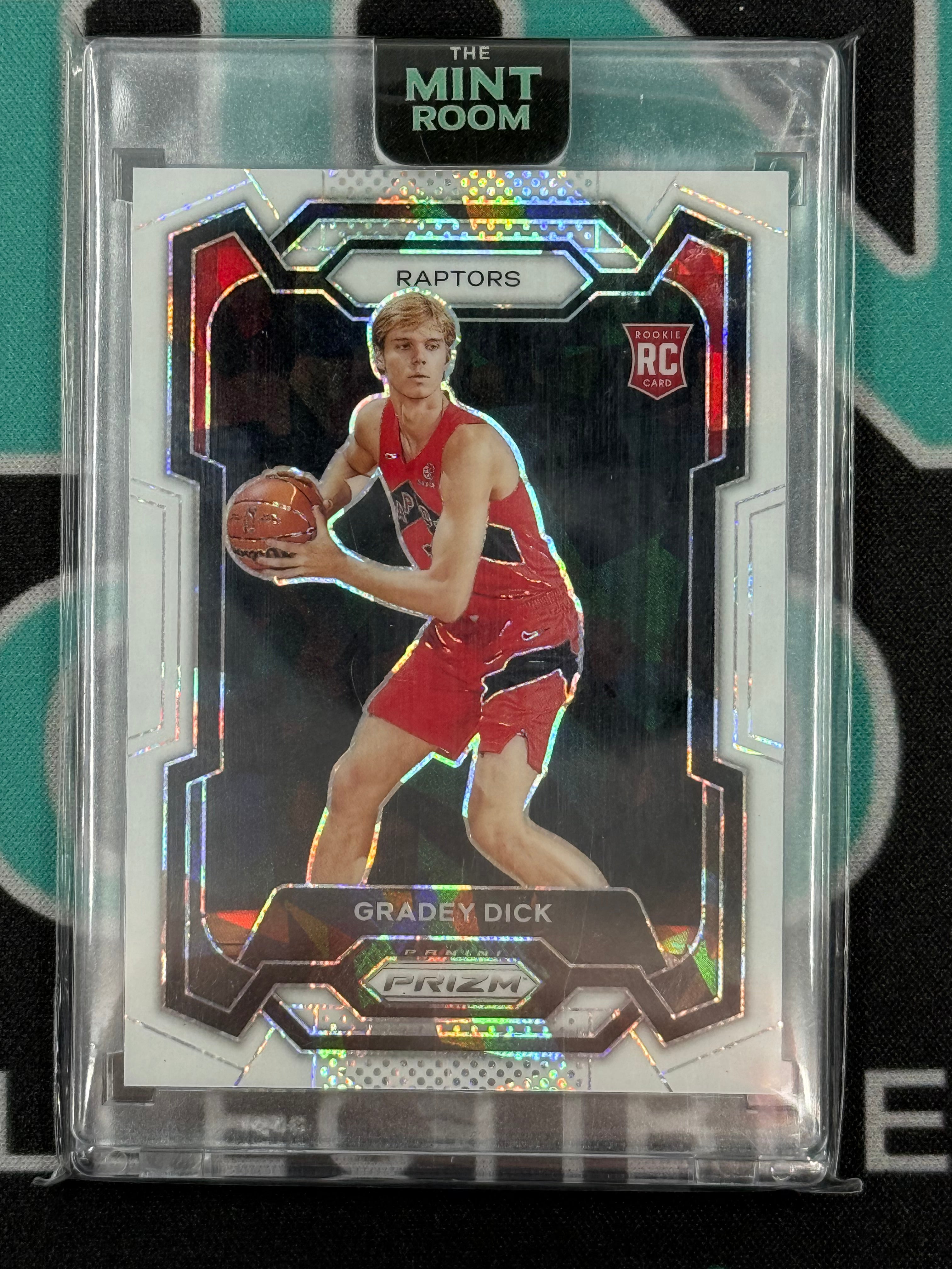 2023-24 Prizm Gradey Dick Rookie Card White Cracked Ice Prizm /35