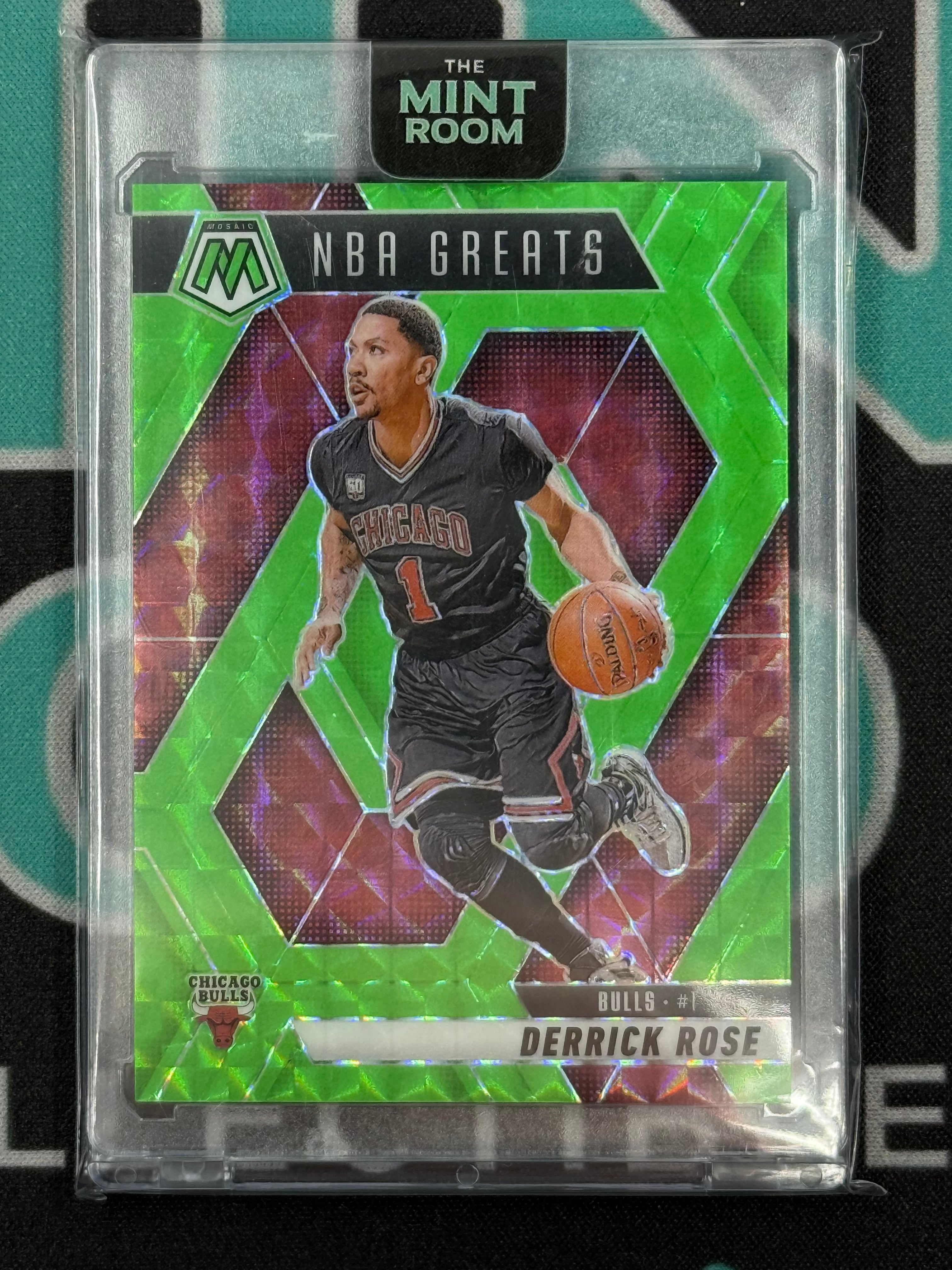 2024-25 Mosaic Derrick Rose NBA Greats Green Glitter Prizm /10