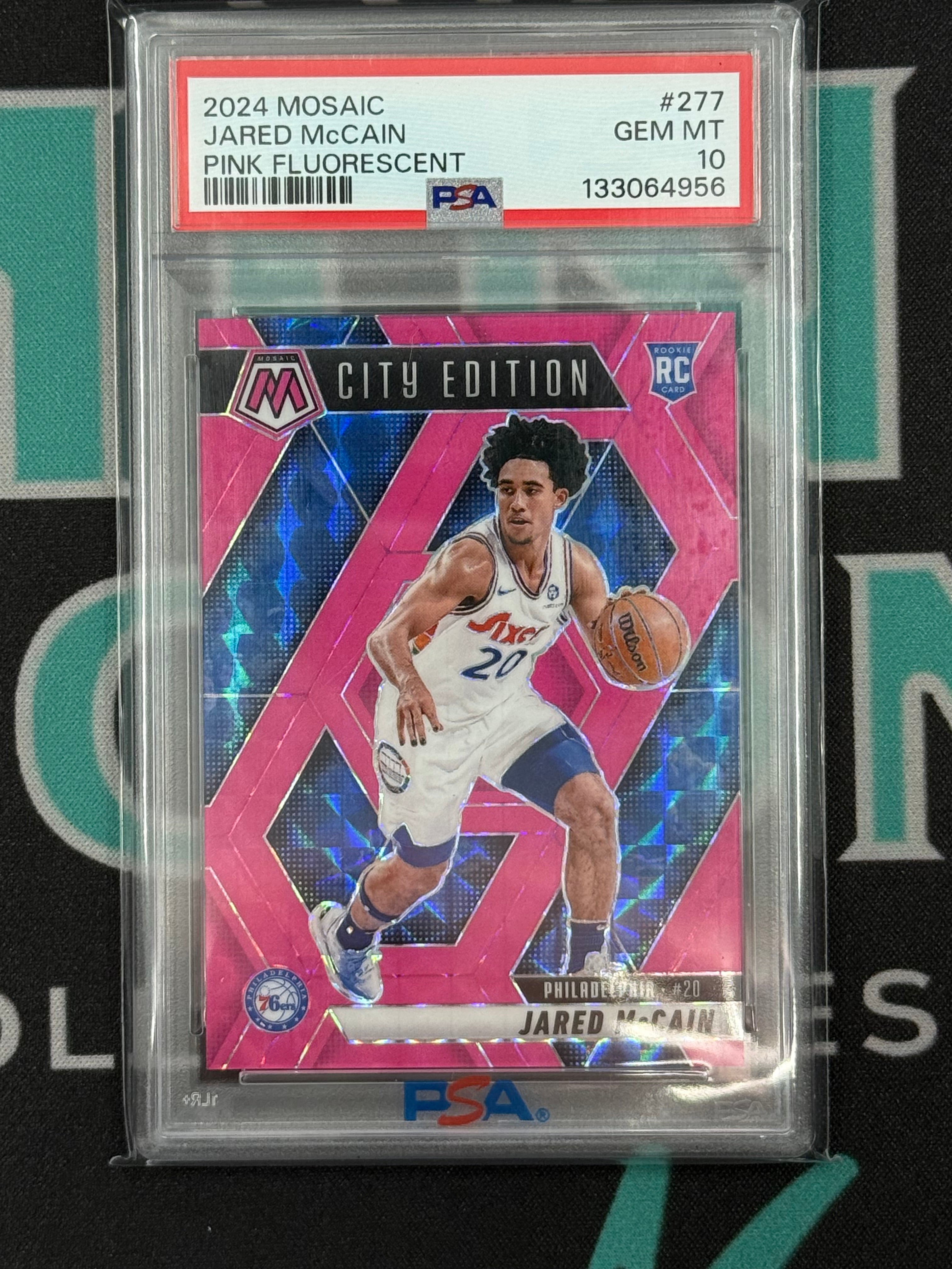 2024 Mosaic Jared McCain City Edition Pink Fluorescent Rookie Card /10 PSA 10