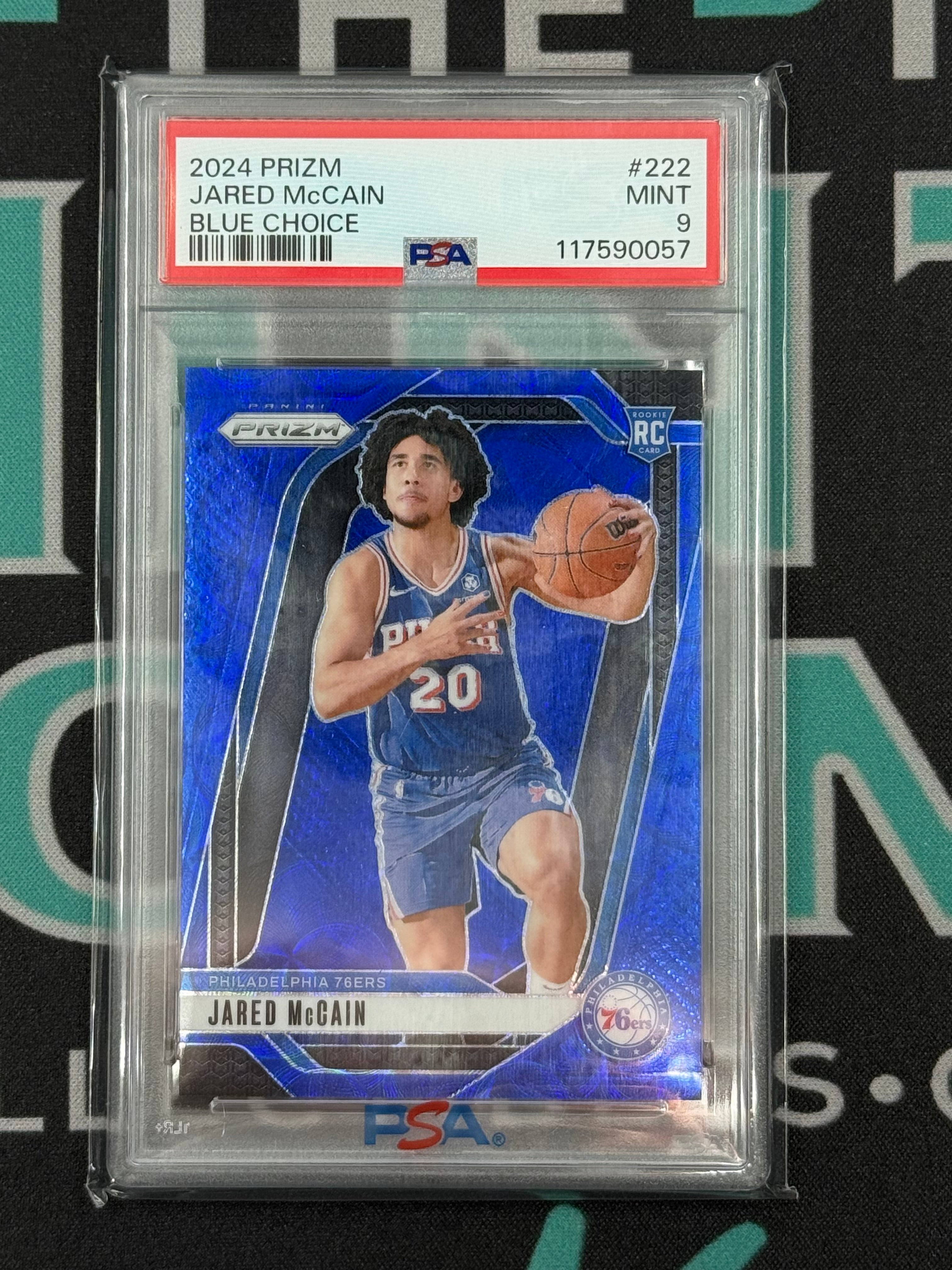 2024 Prizm Jared McCain Blue Choice Rookie Card /49 PSA 9