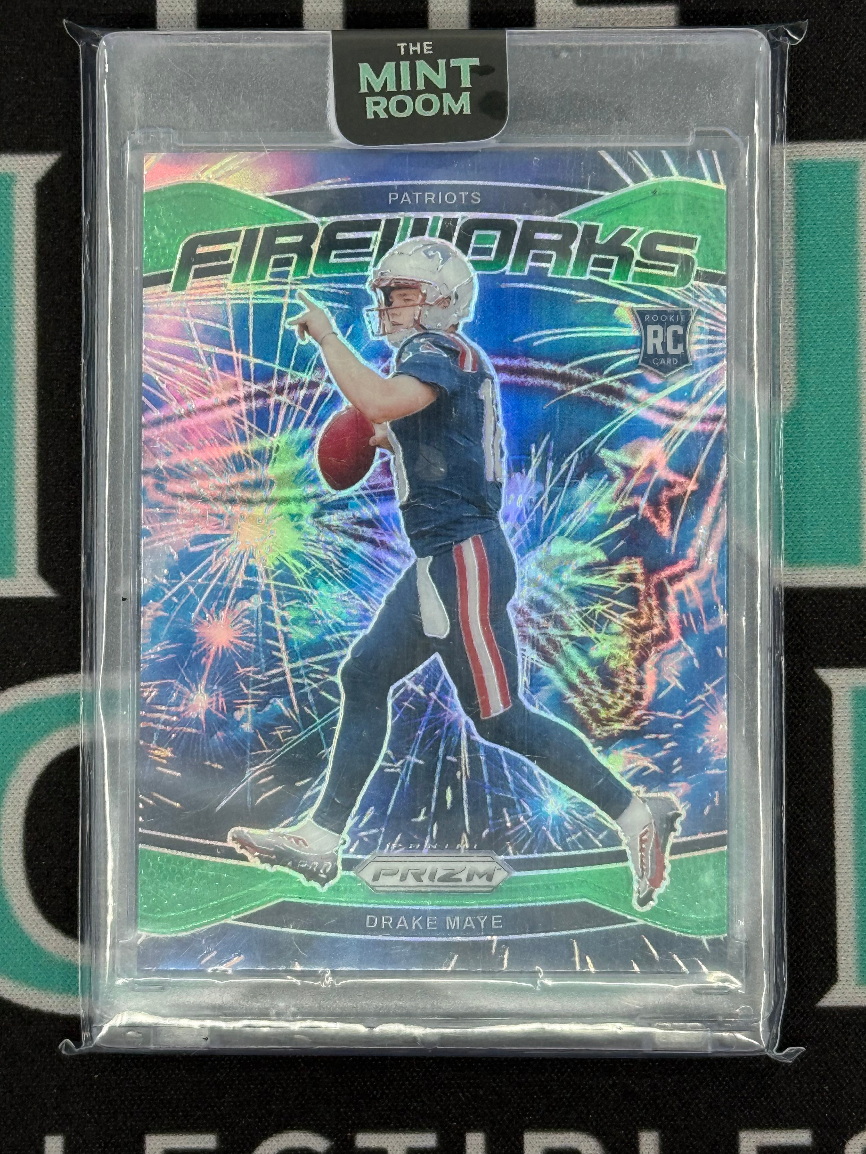 2024 Prizm Drake Maye Green Fireworks Rookie Card