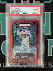 2023 Prizm Brock Purdy No Huddle Red PSA 10