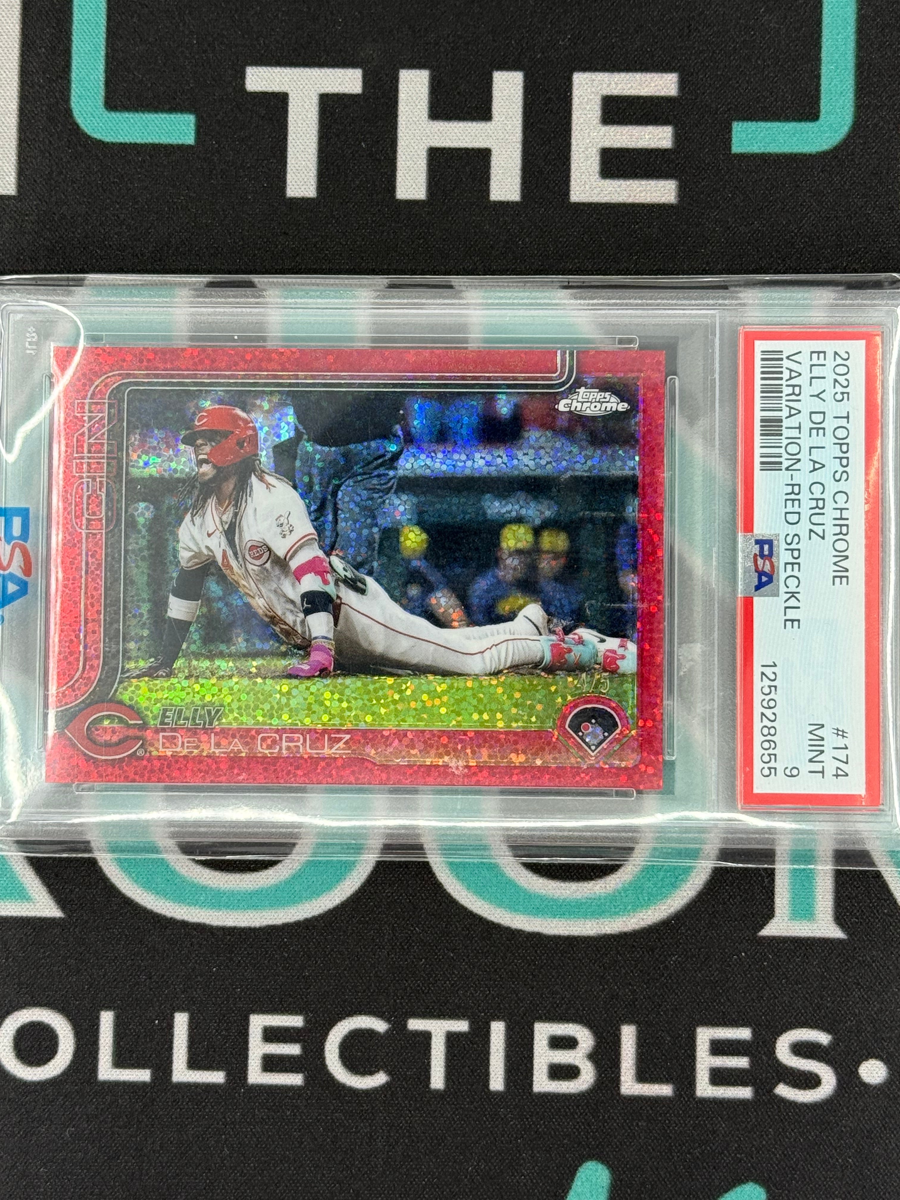 2025 Chrome Elly De La Cruz Variation Red Speckle /5 PSA 9