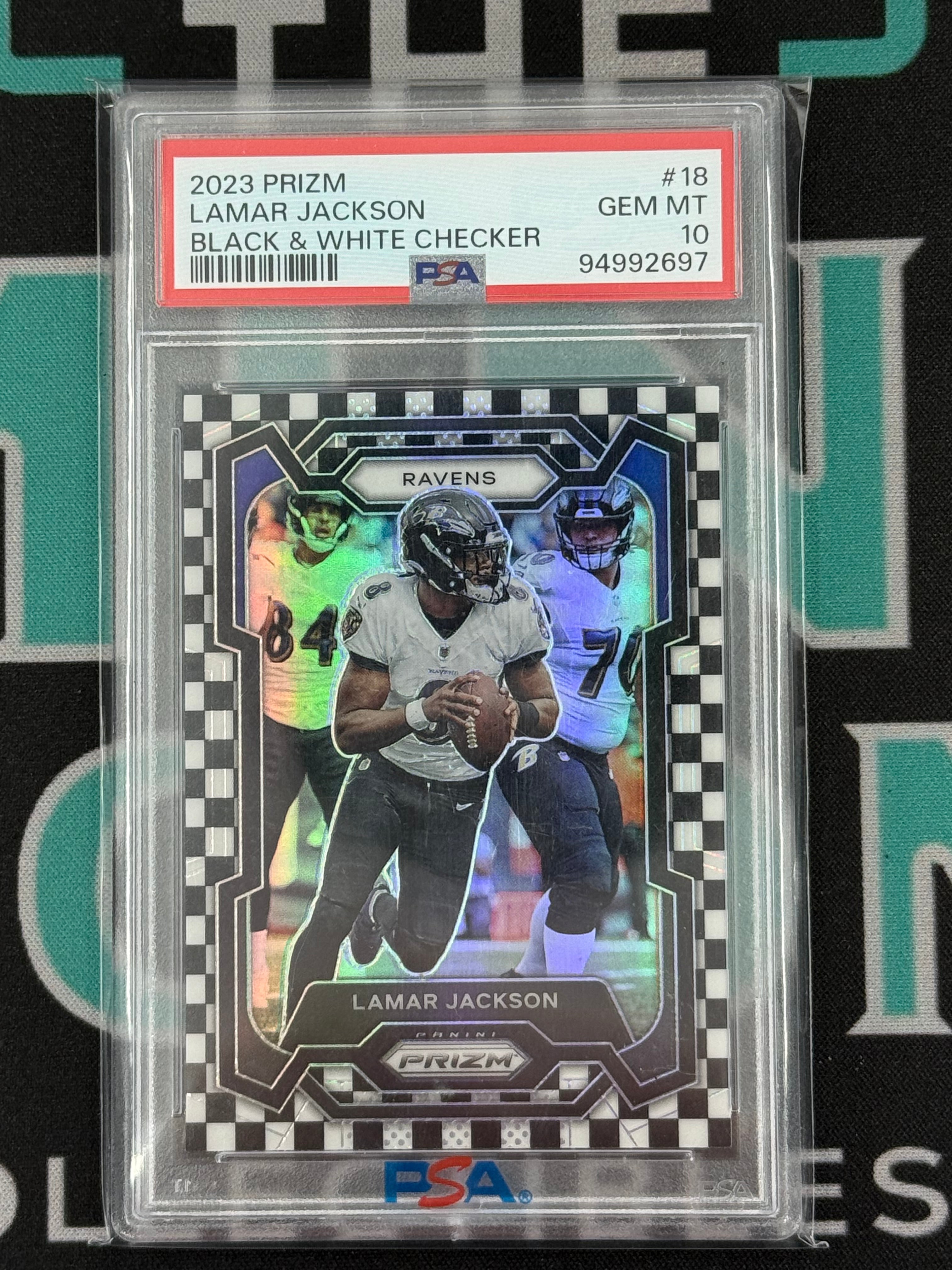 2023 Prizm Lamar Jackson Checkerboard PSA 10