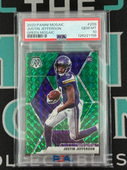 2020 Mosaic Justin Jefferson Green Mosaic Rookie Card PSA 10