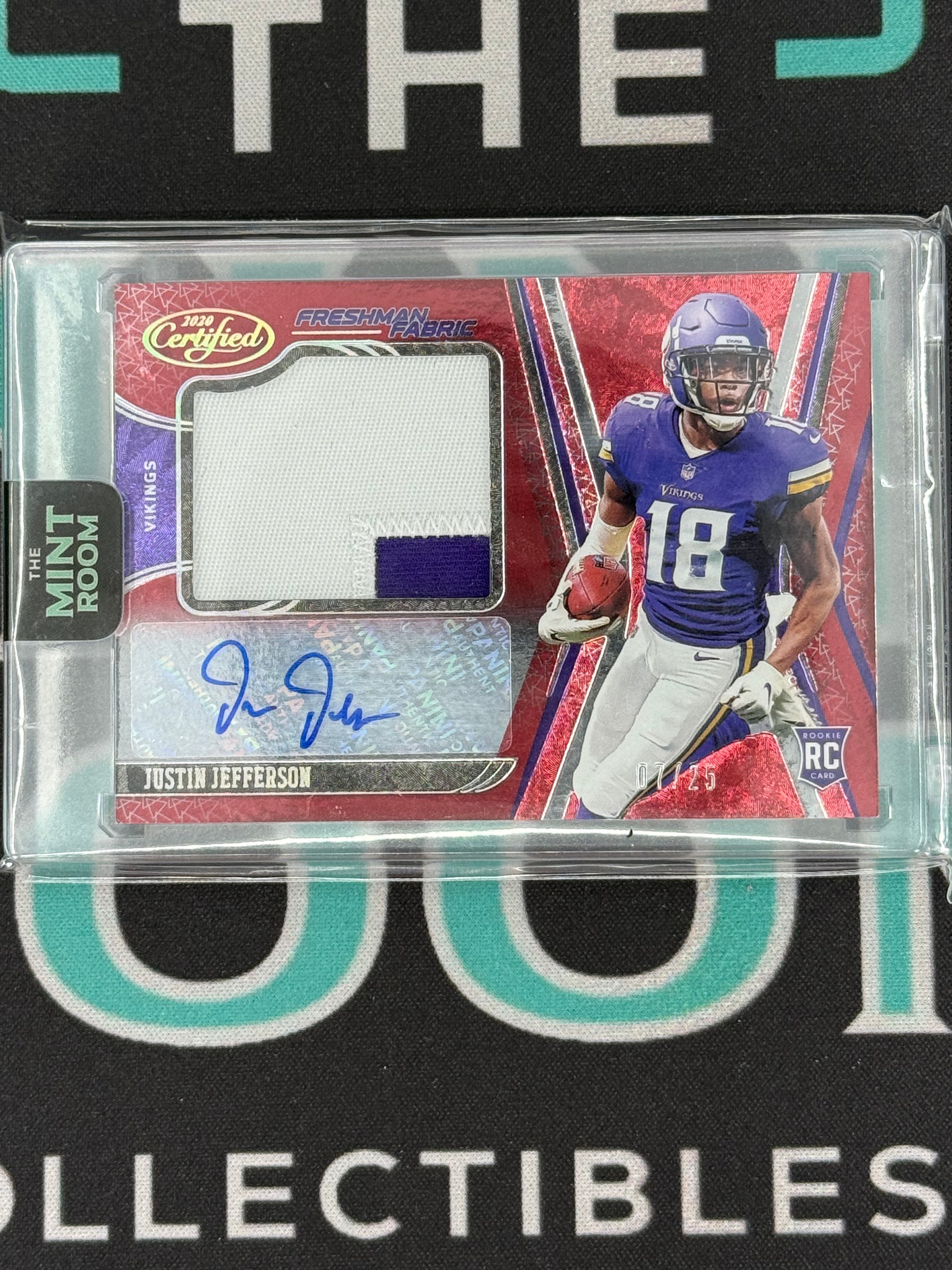 2020 Certified Justin Jefferson Rookie Patch Autograph Freshman Fabric Mirror Red /25