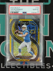 2024 Select Justin Herbert Gold Prizm Lazer /10 Psa 10