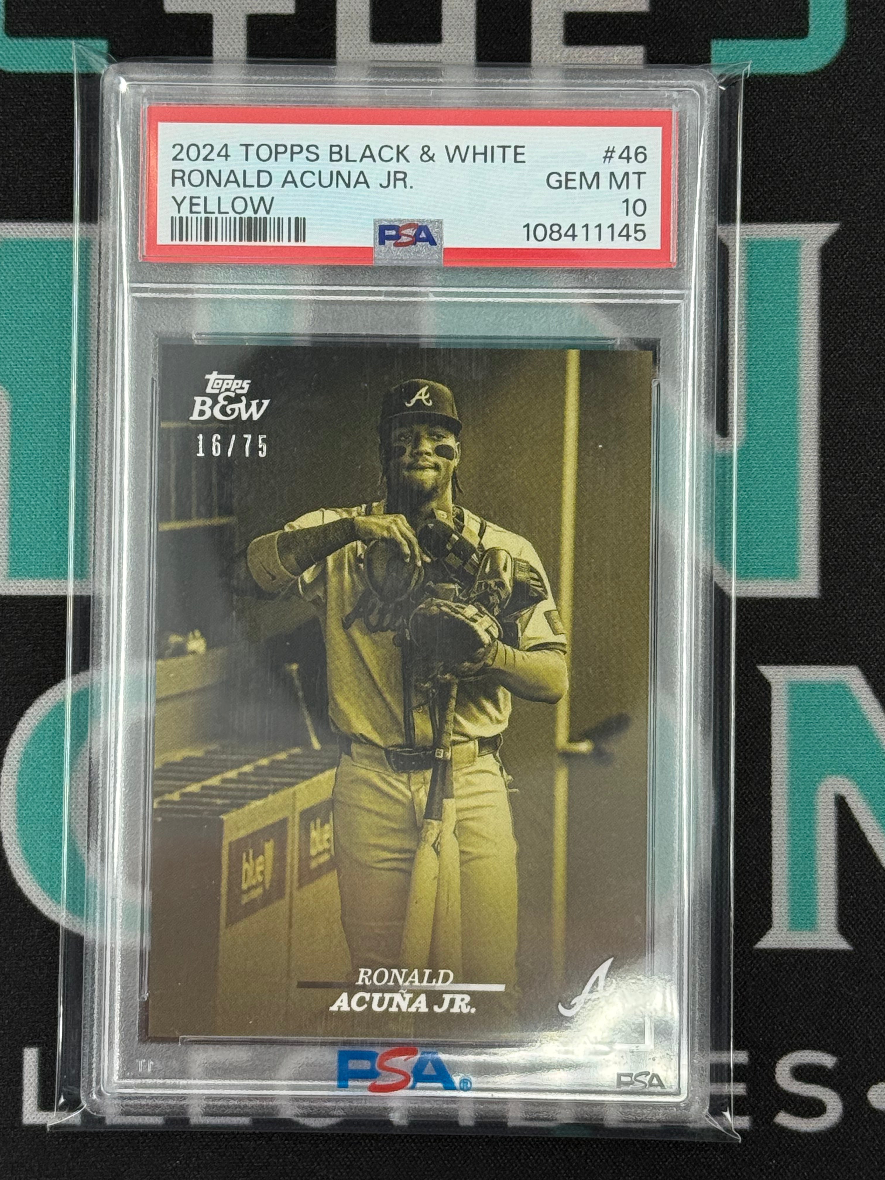 2024 Black & White Ronald Acuna Jr. Yellow /75 Psa 10