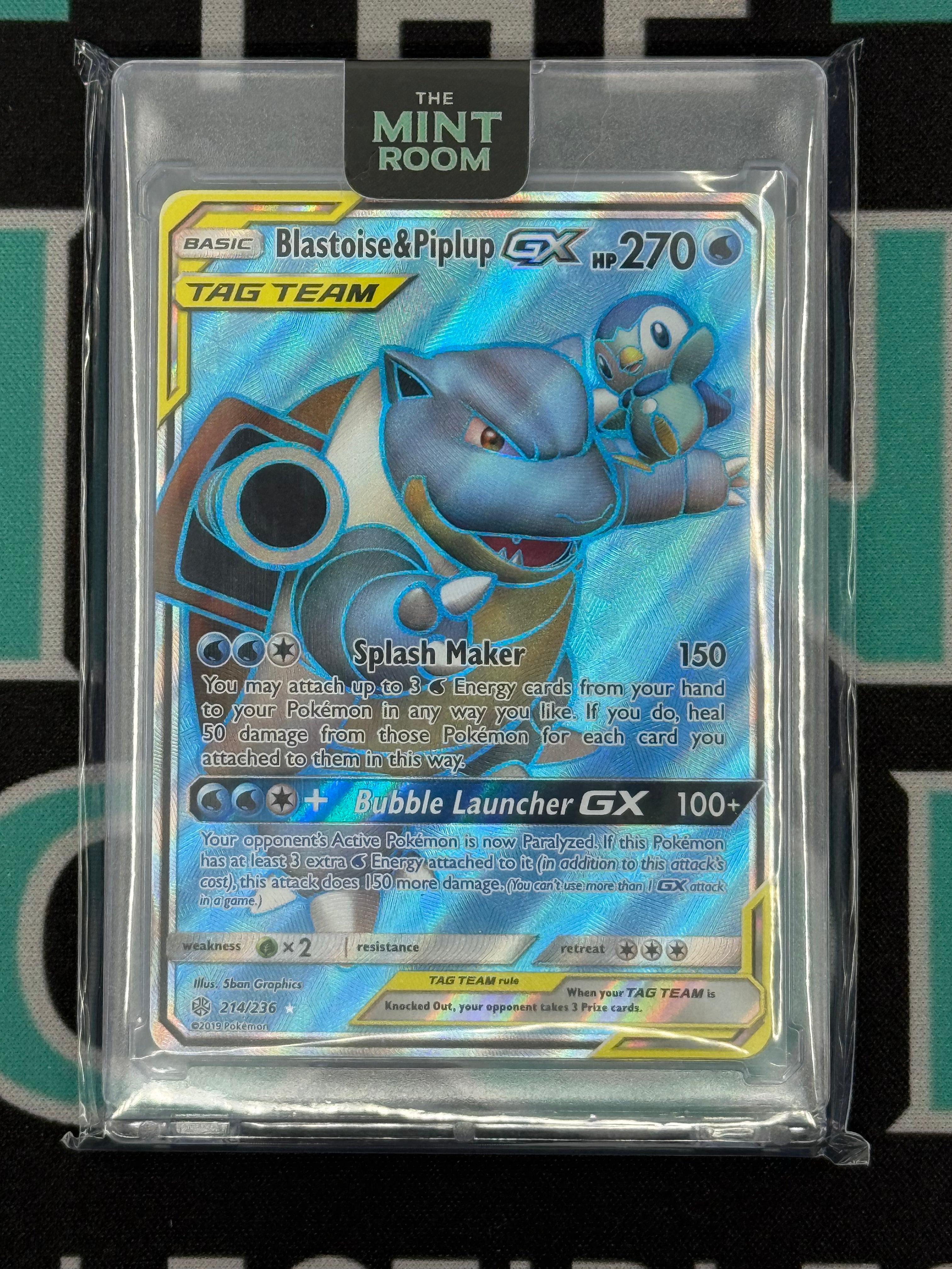 Pokemon Team Up Blastoise & Piplup GX Tag Team Full Art Holo 214/236
