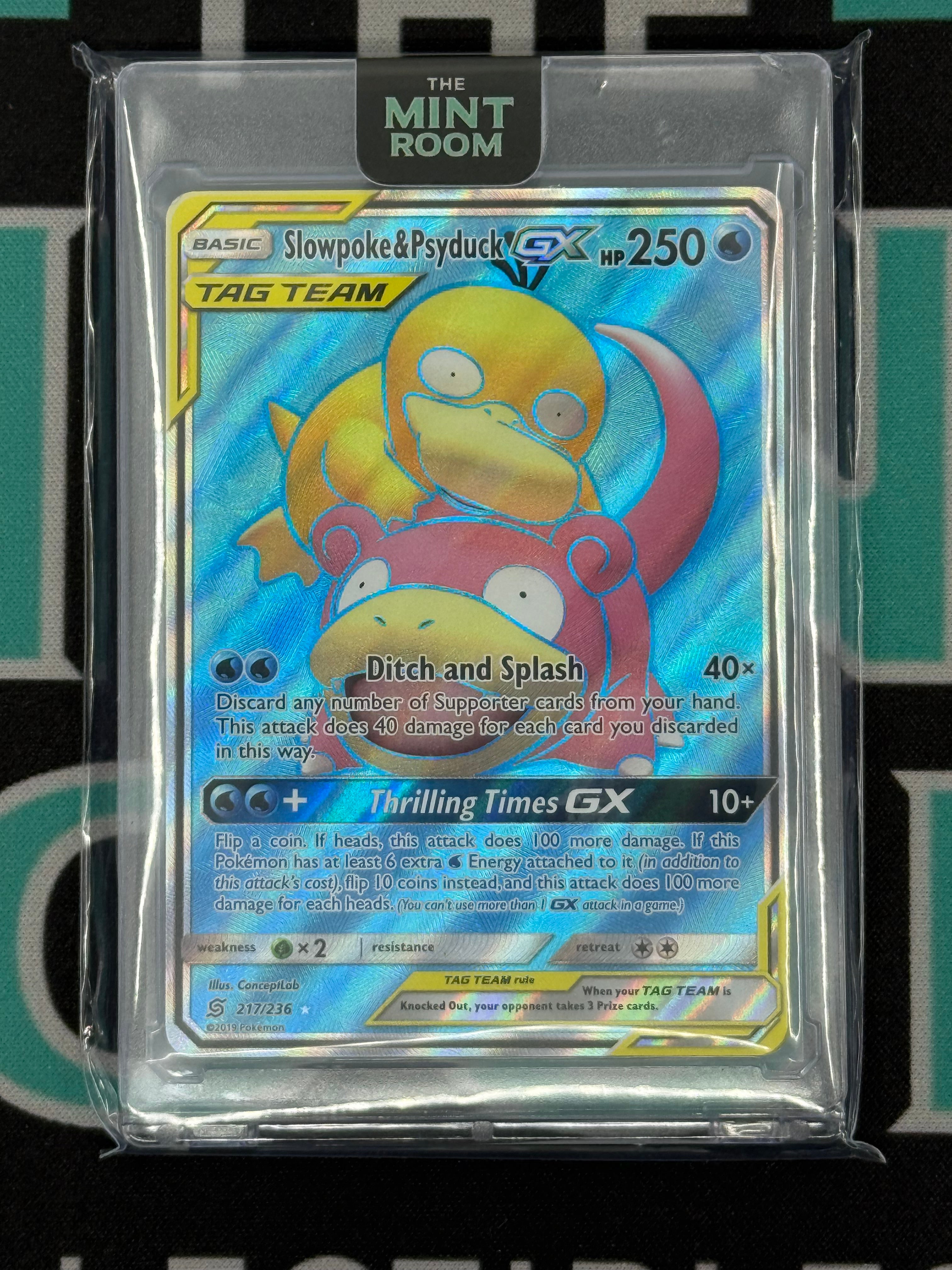Pokemon Team Up Slowpoke & Psyduck GX Tag Team Full Art Holo 217/236