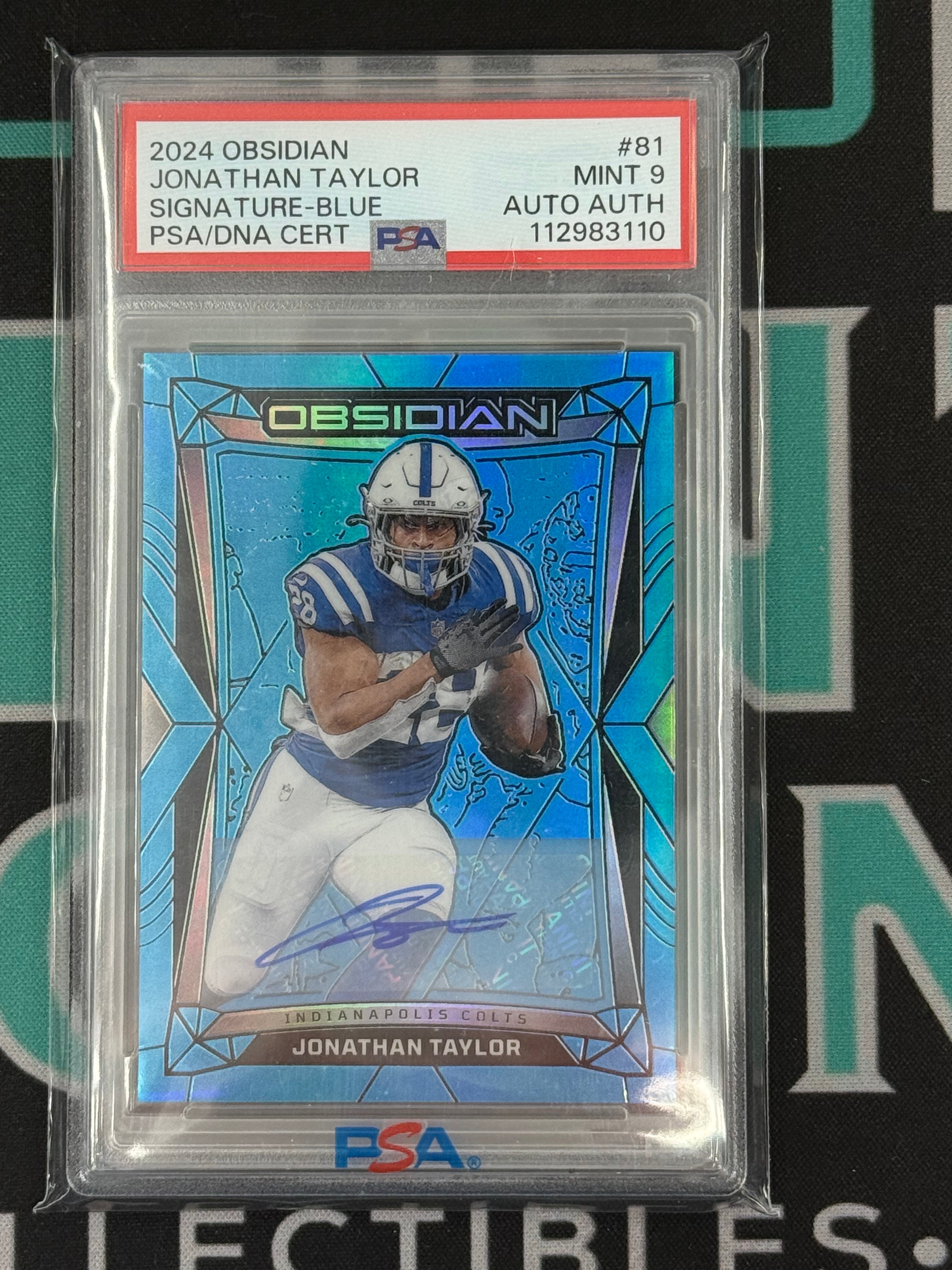 2024 Obsidian Johnathan Taylor Blue Auto /25 PSA 9