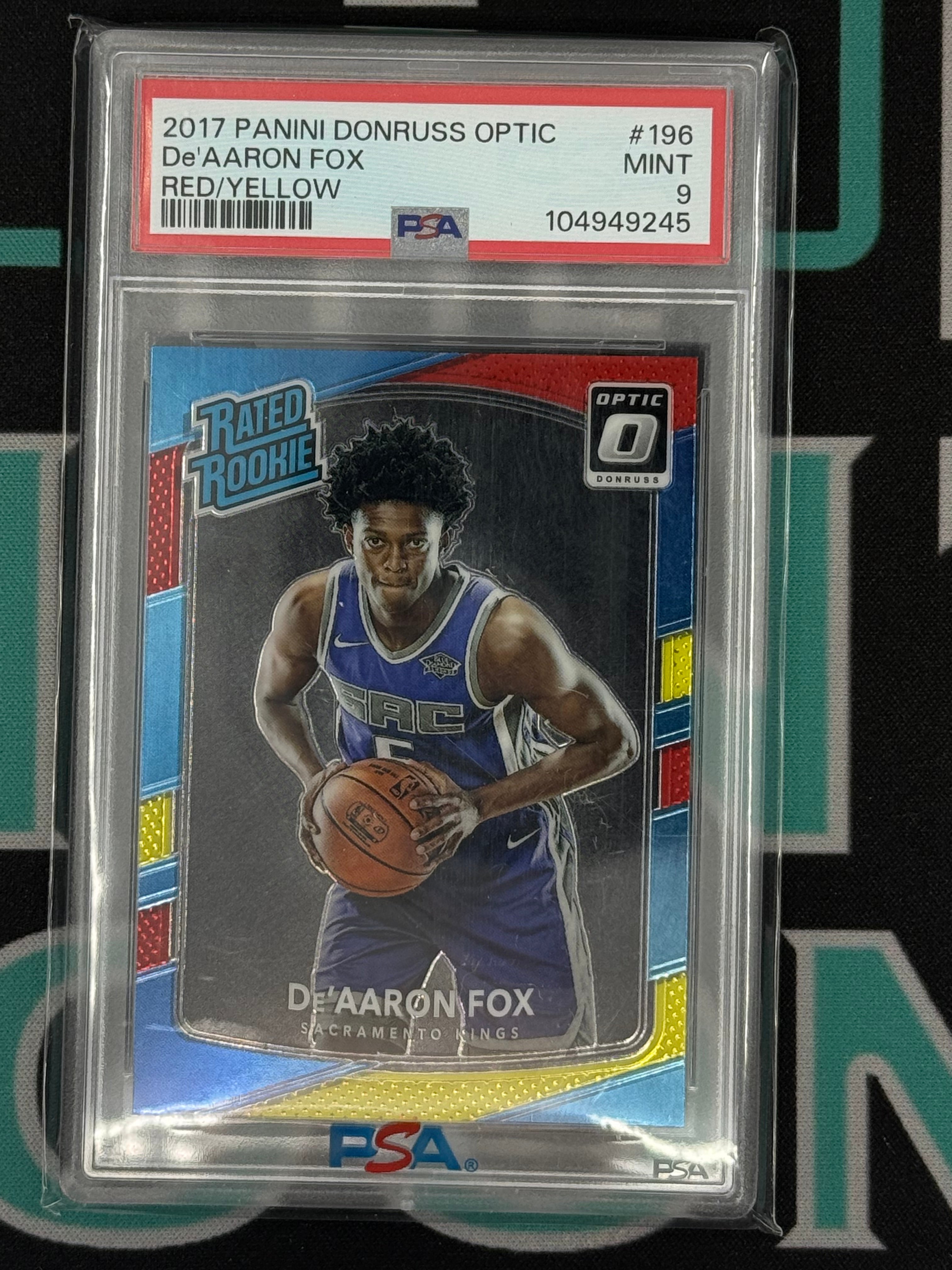 2017 Optic De'Aaron Fox  Red & Yellow Rated Rookie PSA 9