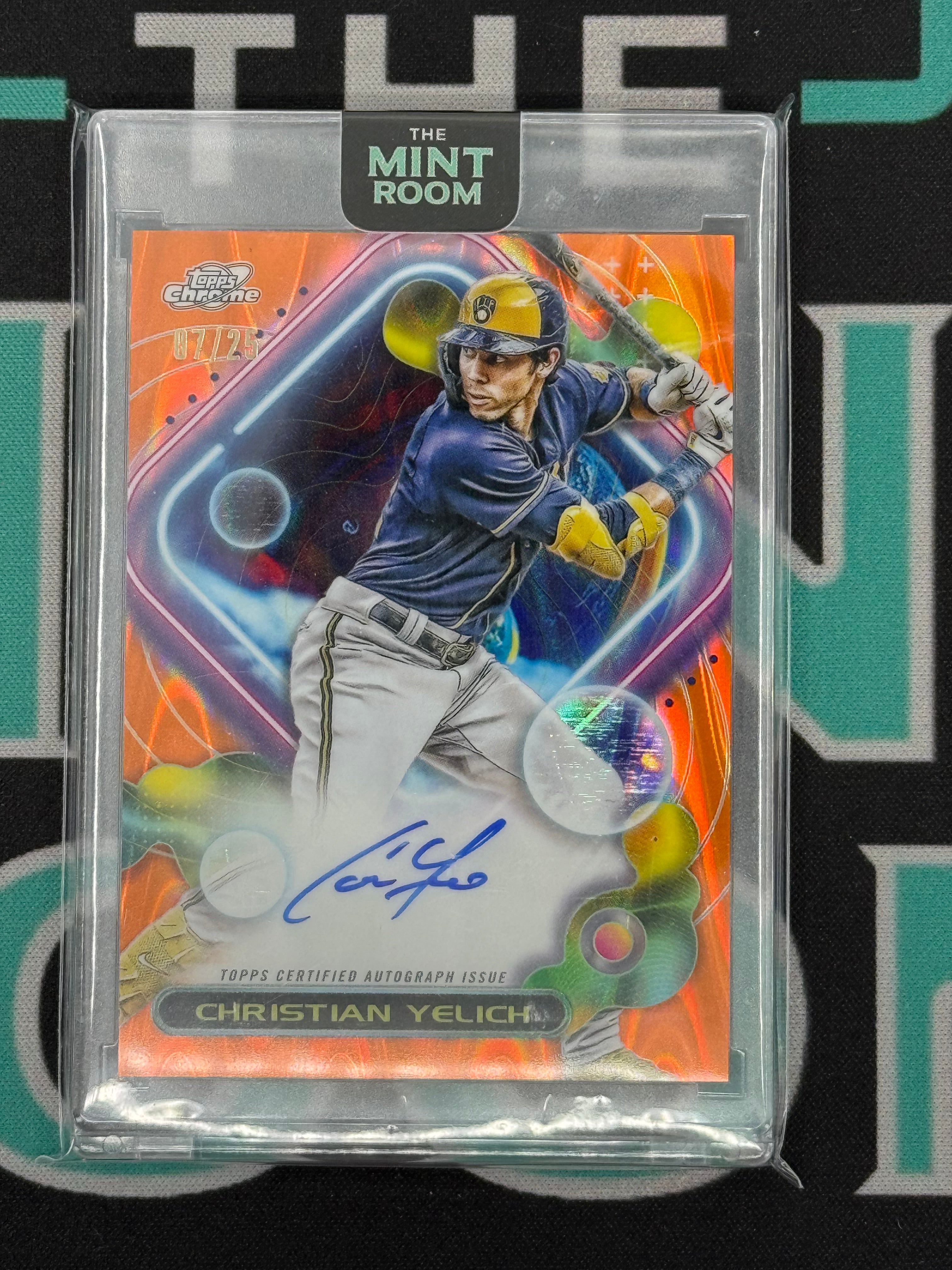 2025 Chrome Christian Yelich Orange Wave Autograph /25