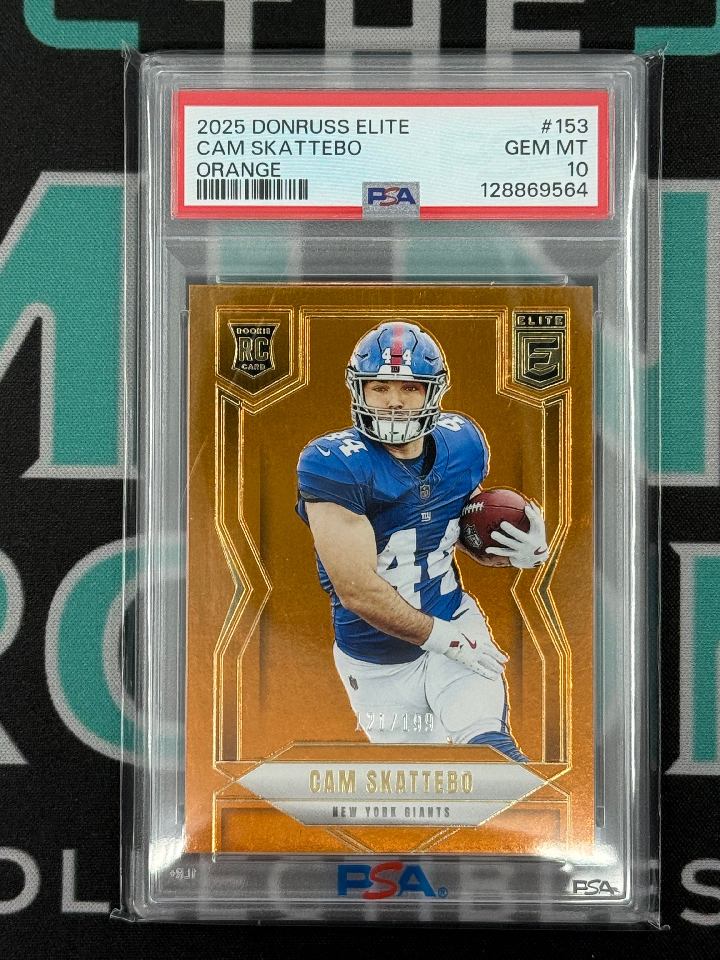 2025 Elite Cam Skattebo Rookie Orange /199 PSA 10