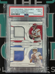 2022 National Treasures Patrick Mahomes Justin Herbert Dual Patch /99 PSA 9
