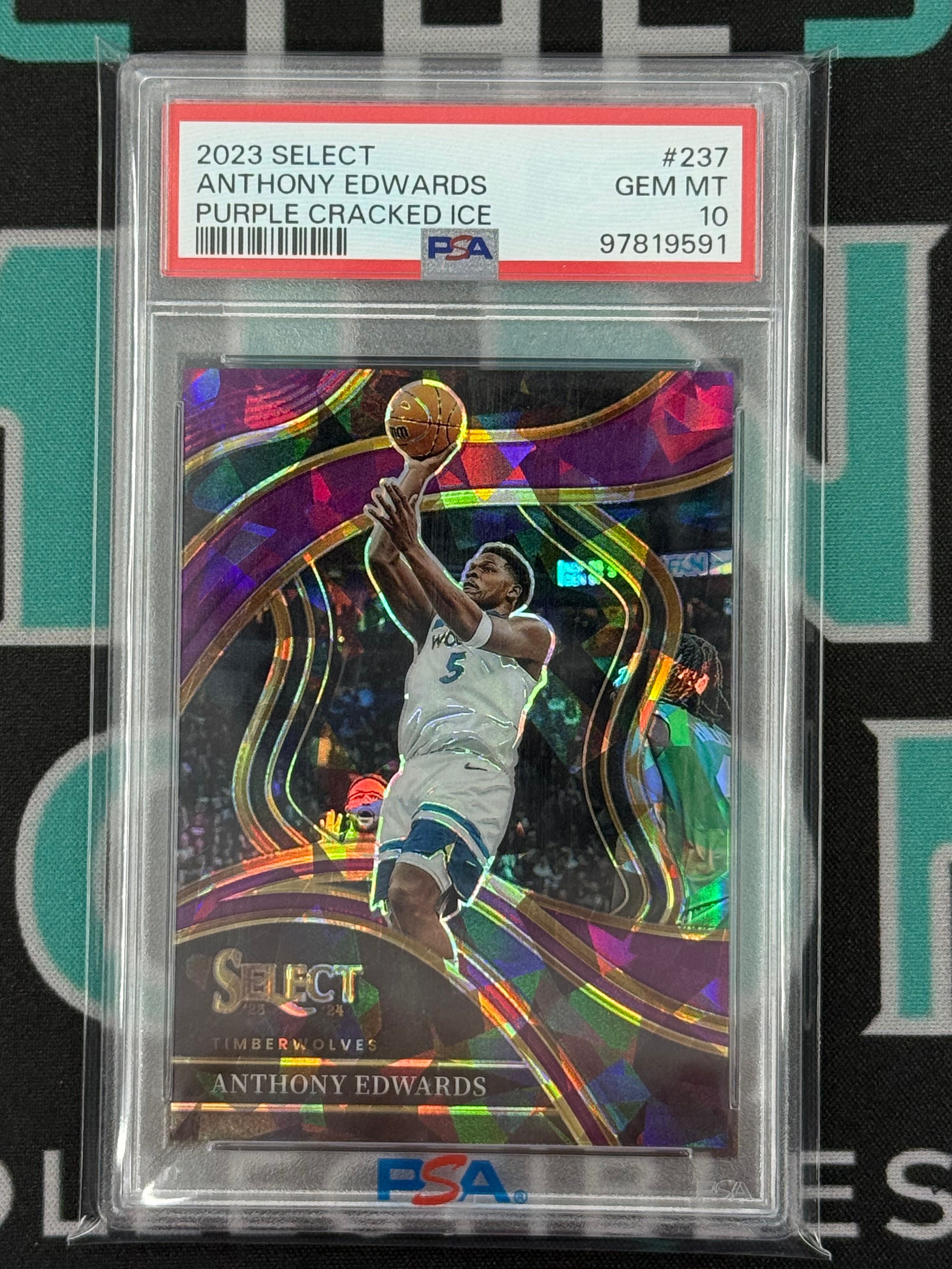 2023 Select Anthony Edwards Purple Cracked Ice /99 PSA 10