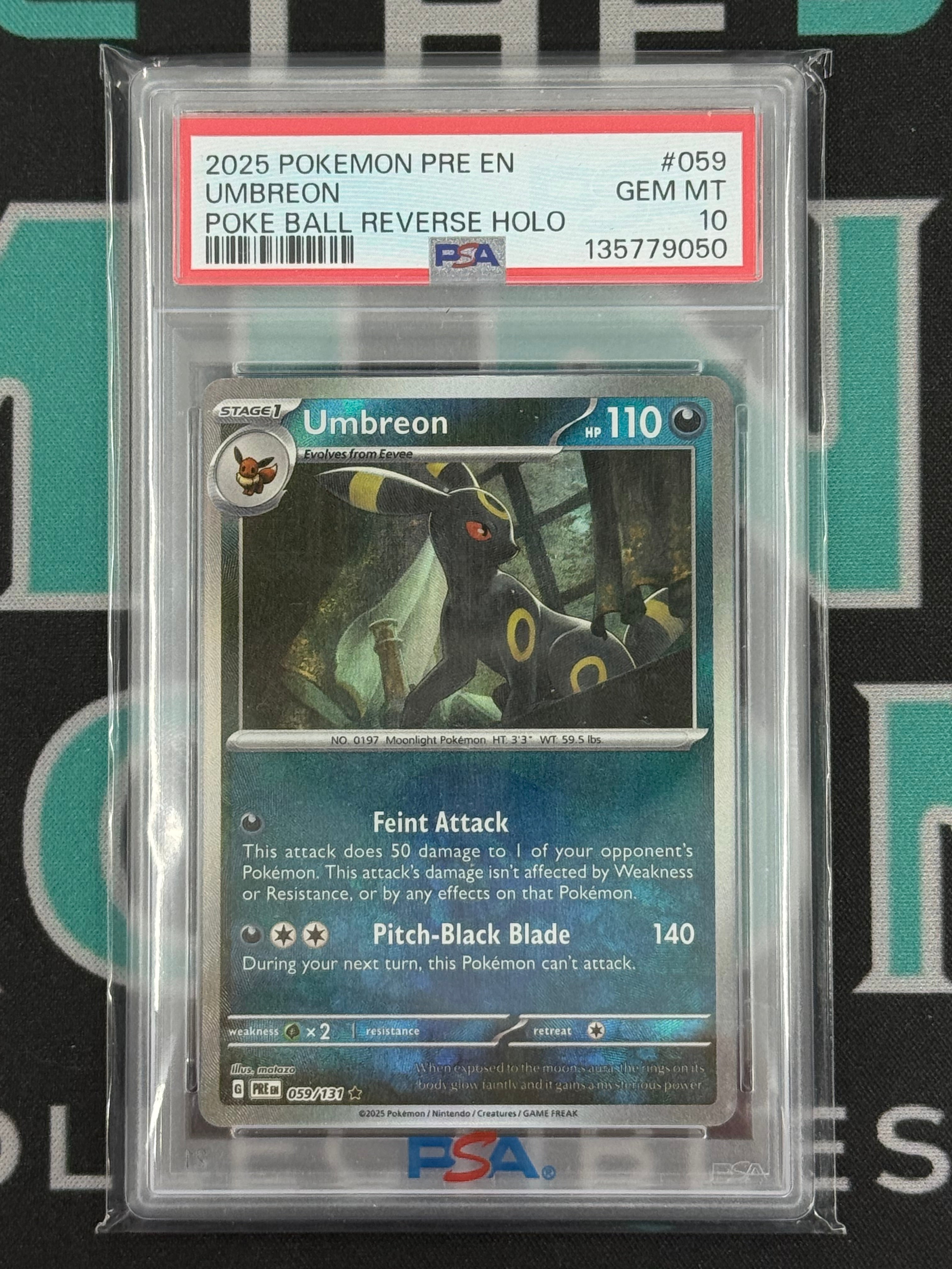 2025 Prismatic Evolution Umbreon Poke Ball Reverse Holo PSA 10