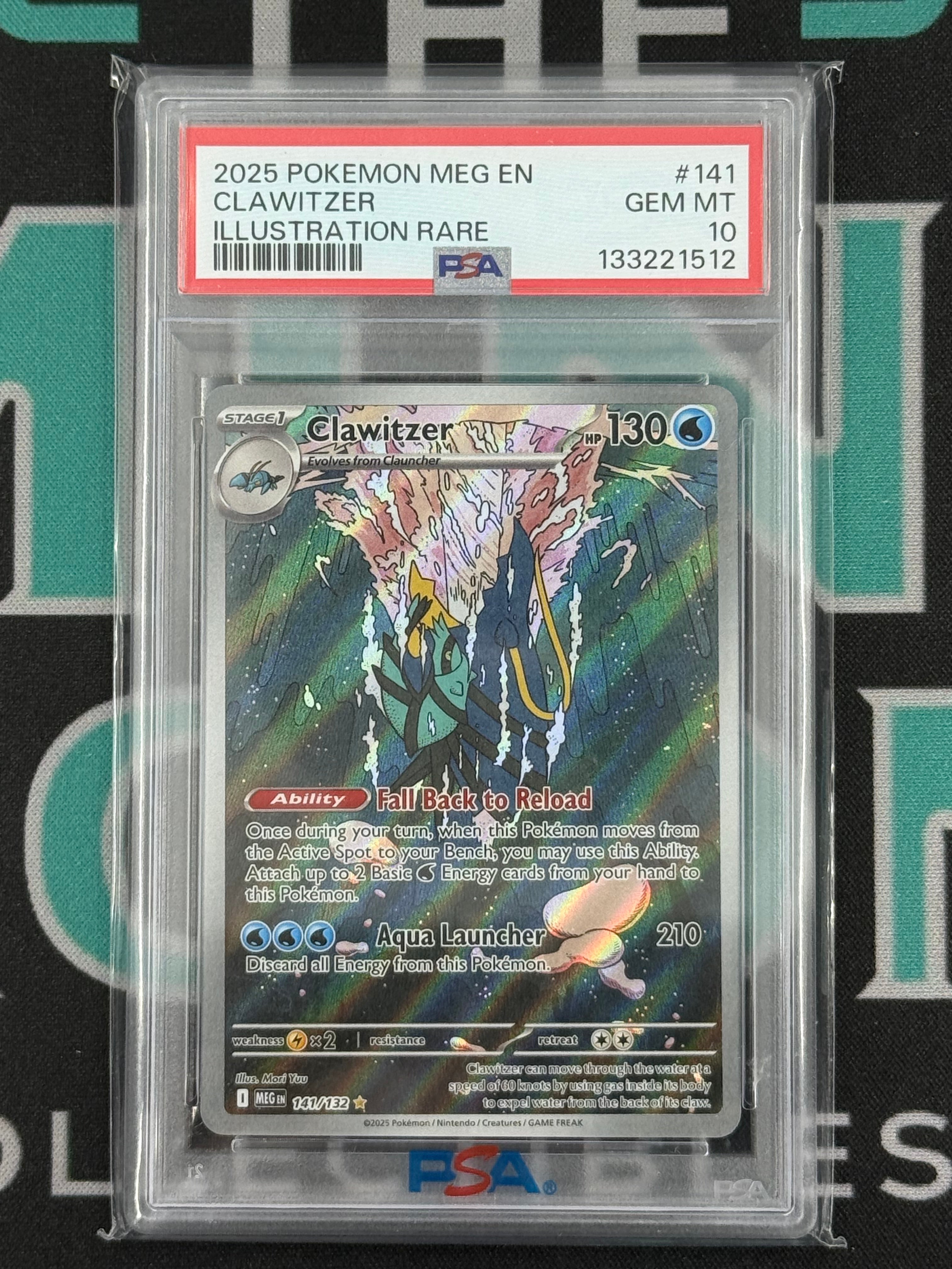 2025 Mega Evolution Clawitzer Illustration Rare PSA 10