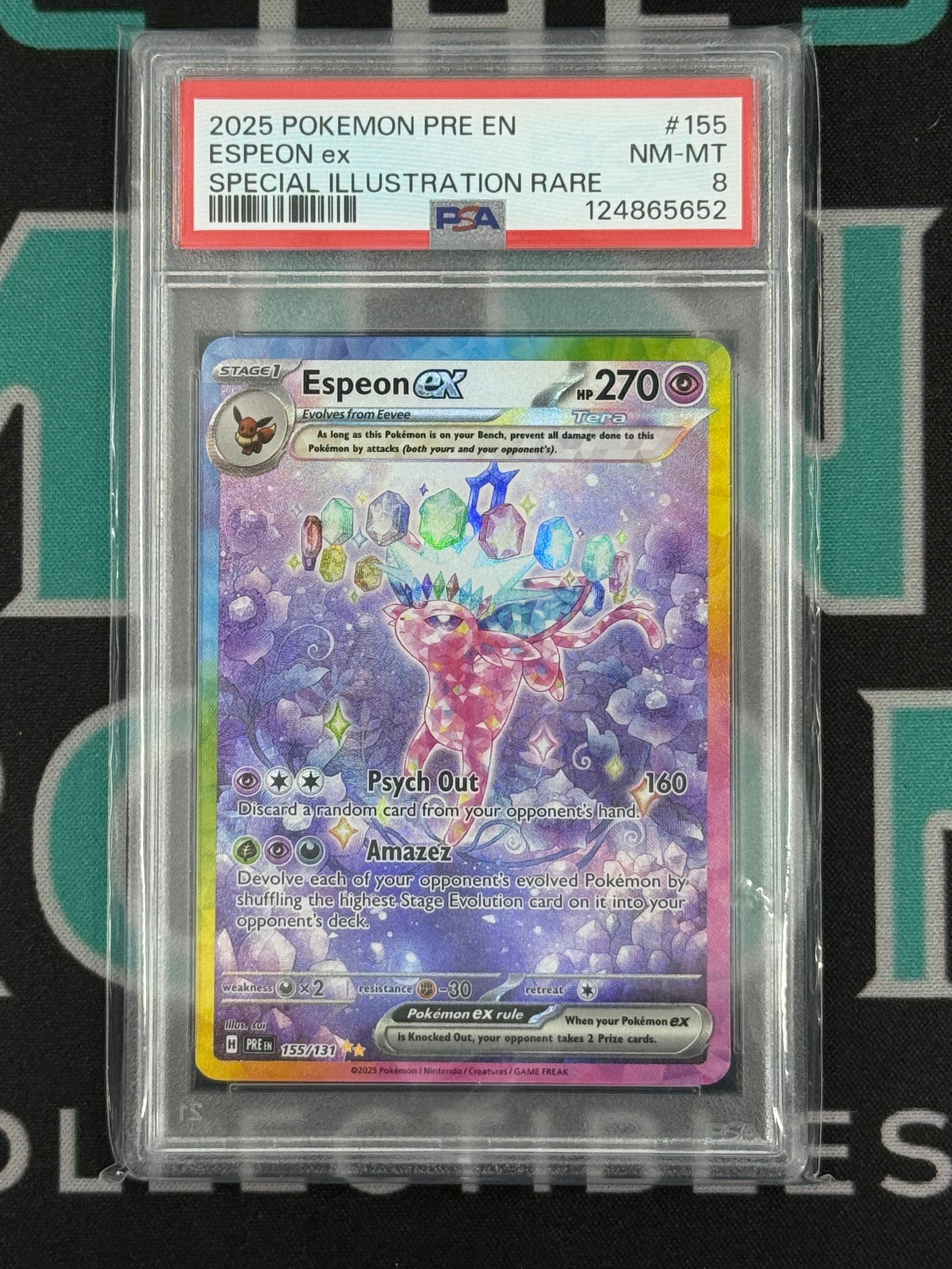 2025 Prismatic Evolution Espeon EX Special Illustration Rare PSA 8