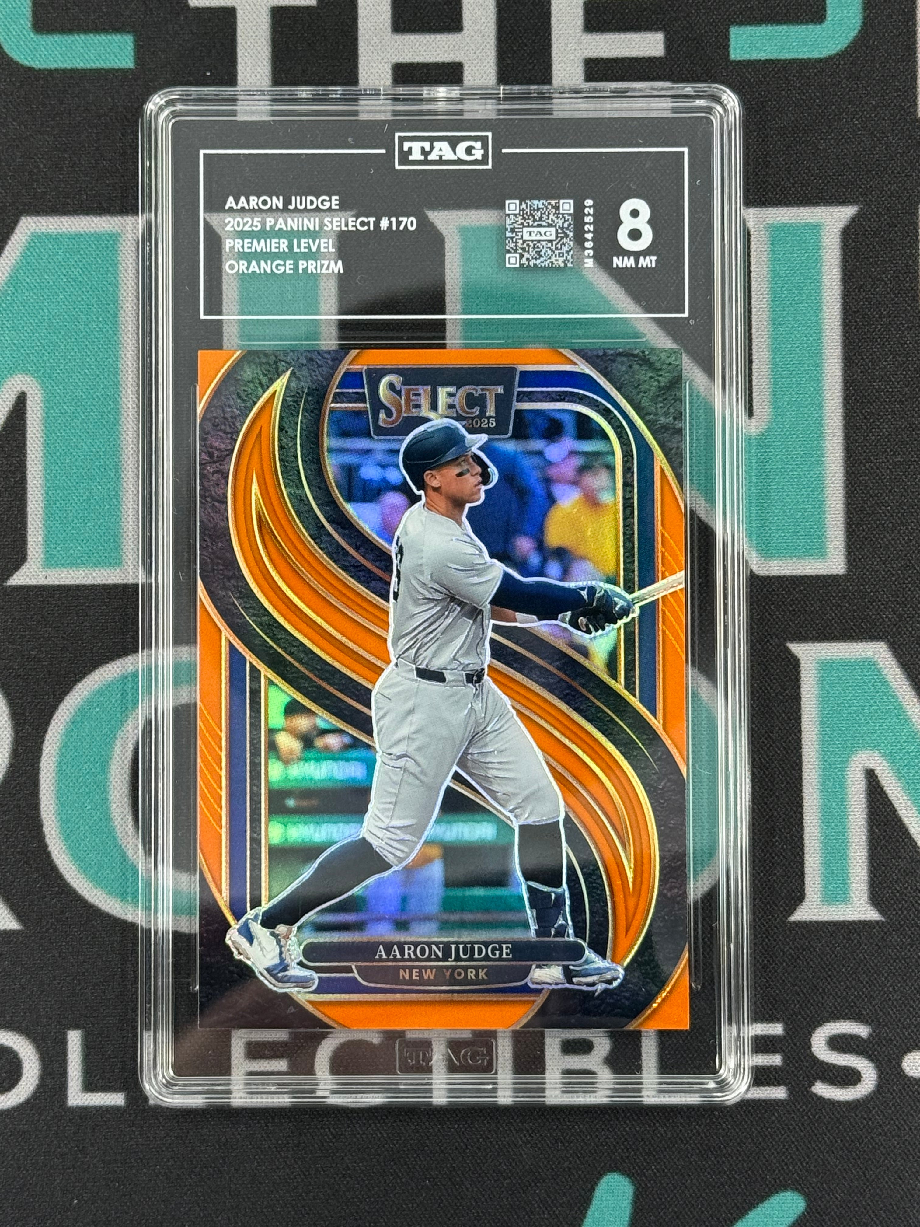 2025 Select Aaron Judge Orange Prizm Premier Level /49 TAG 8