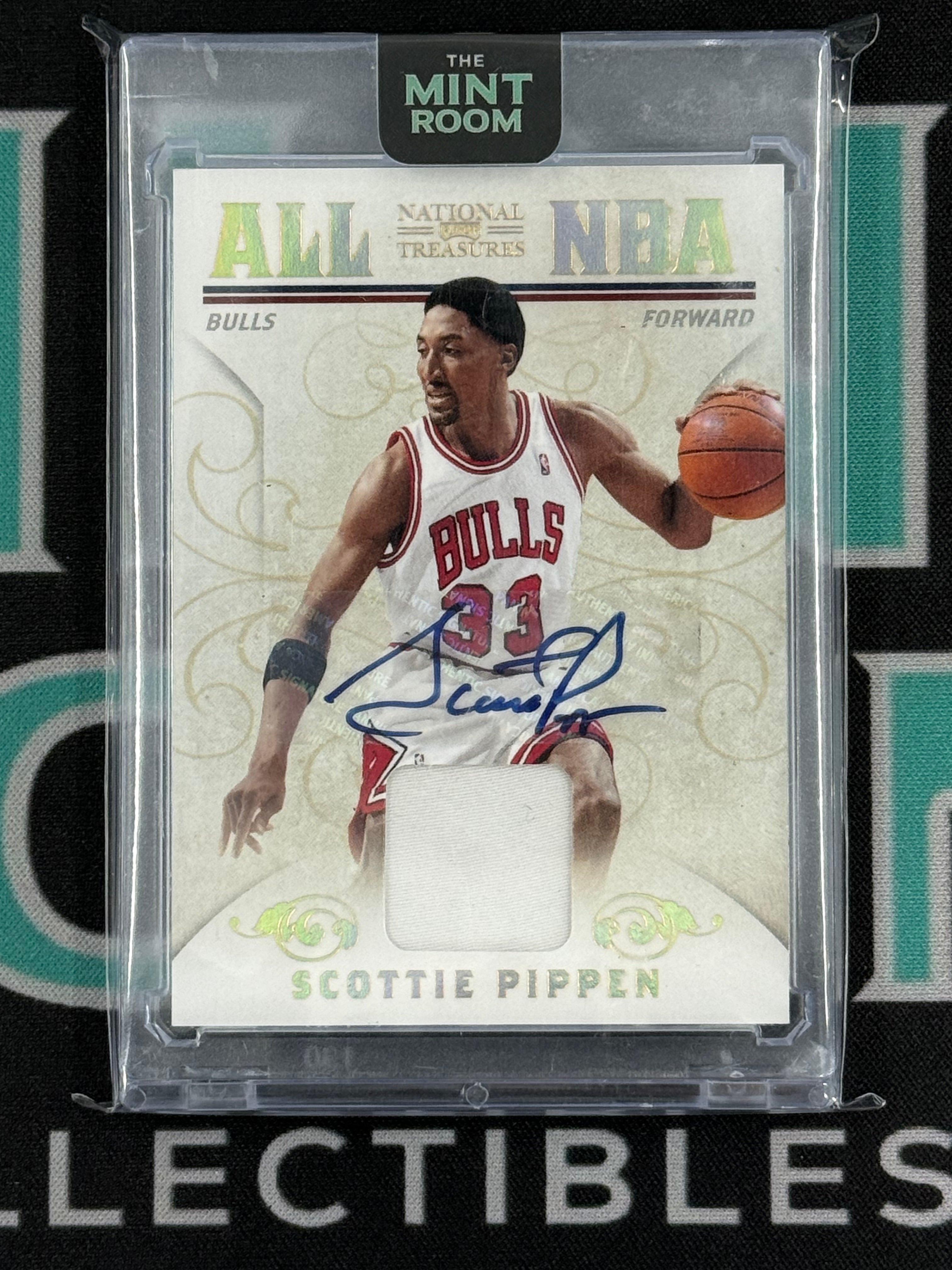 2010 National Treasures Scottie Pippen All NBA Game Worn Patch Auto /5