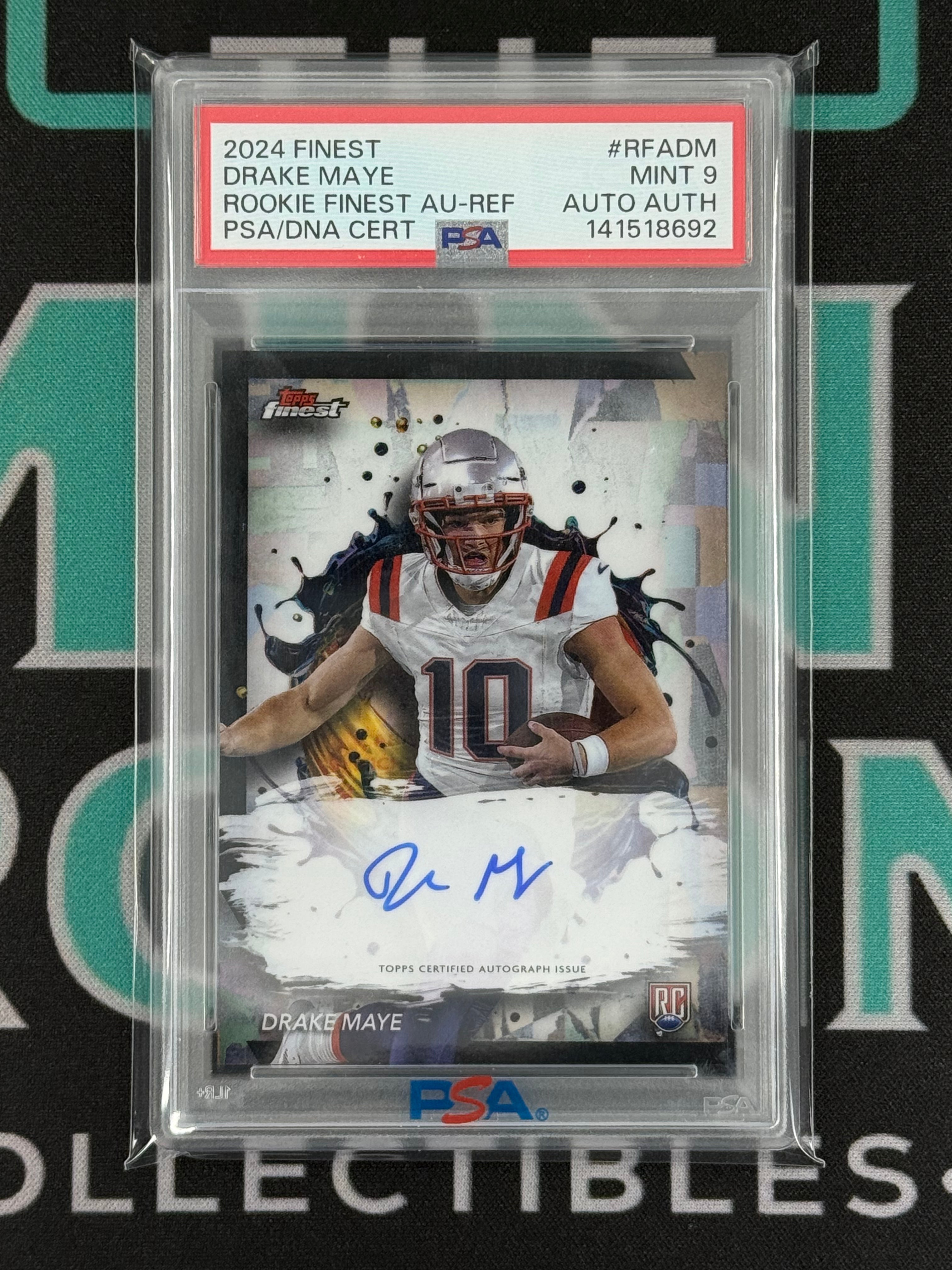 2024 Finest Drake Maye Rookie Finest Autographs Refractor PSA 9