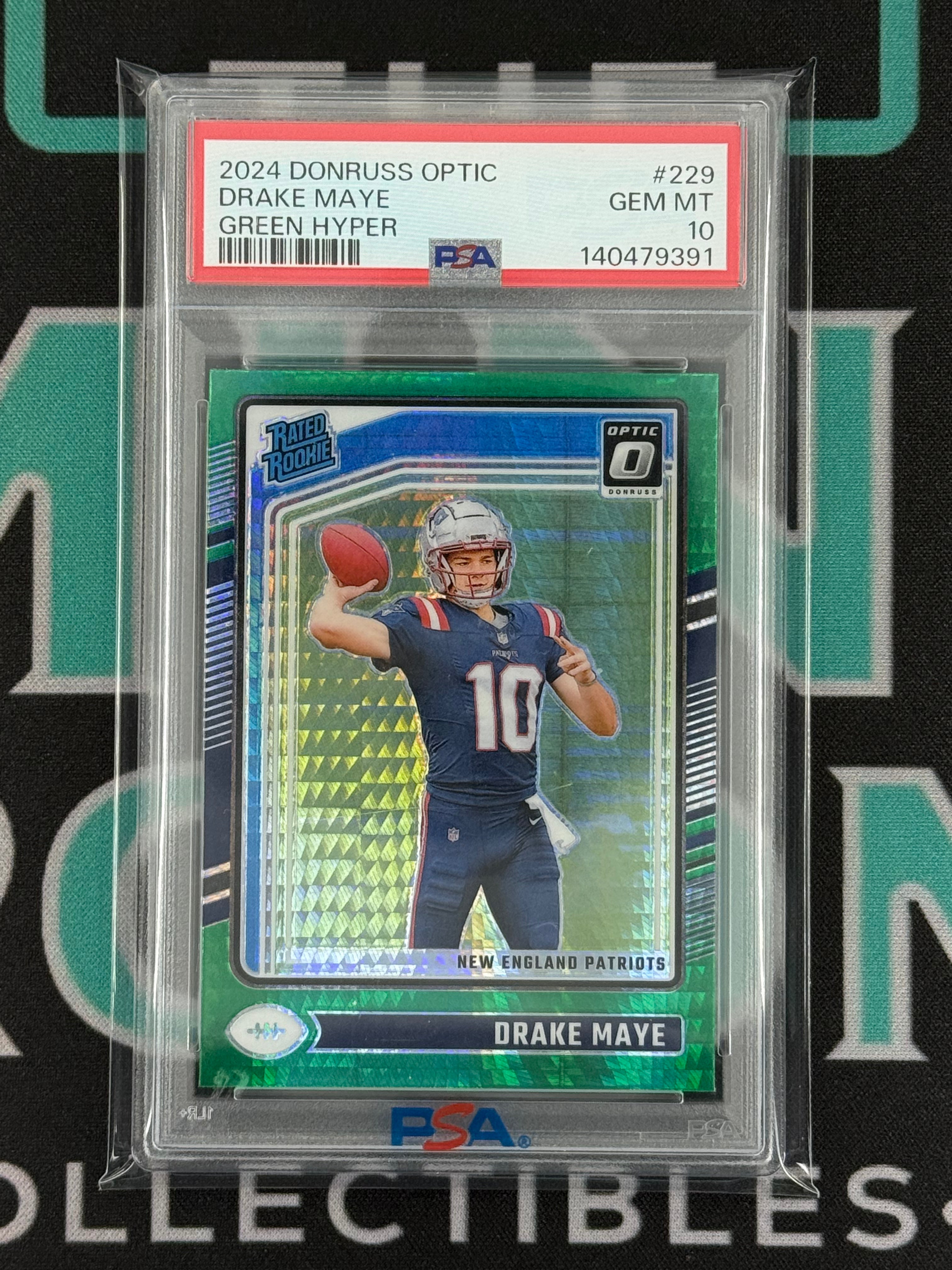 2024 Donruss Optic Drake Maye Green Hyper PSA 10