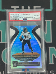 2024 Panini Totally Certified CJ Stroud Franchise Foundations Platinum White /25 PSA 8