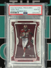 2022 National Treasures Jerry Jersey Number Red /80 PSA 10