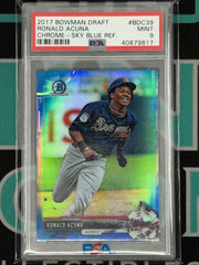 2017 Bowman Draft Ronald Acuna Sky Blue Refractor /150 PSA 9